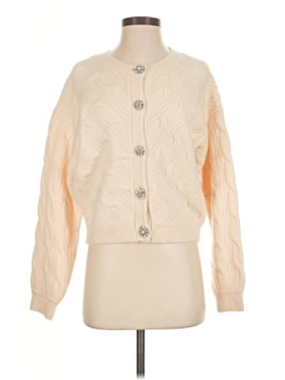 J. Crew Cream Cable Knit Cardigan with Decorative Buttons